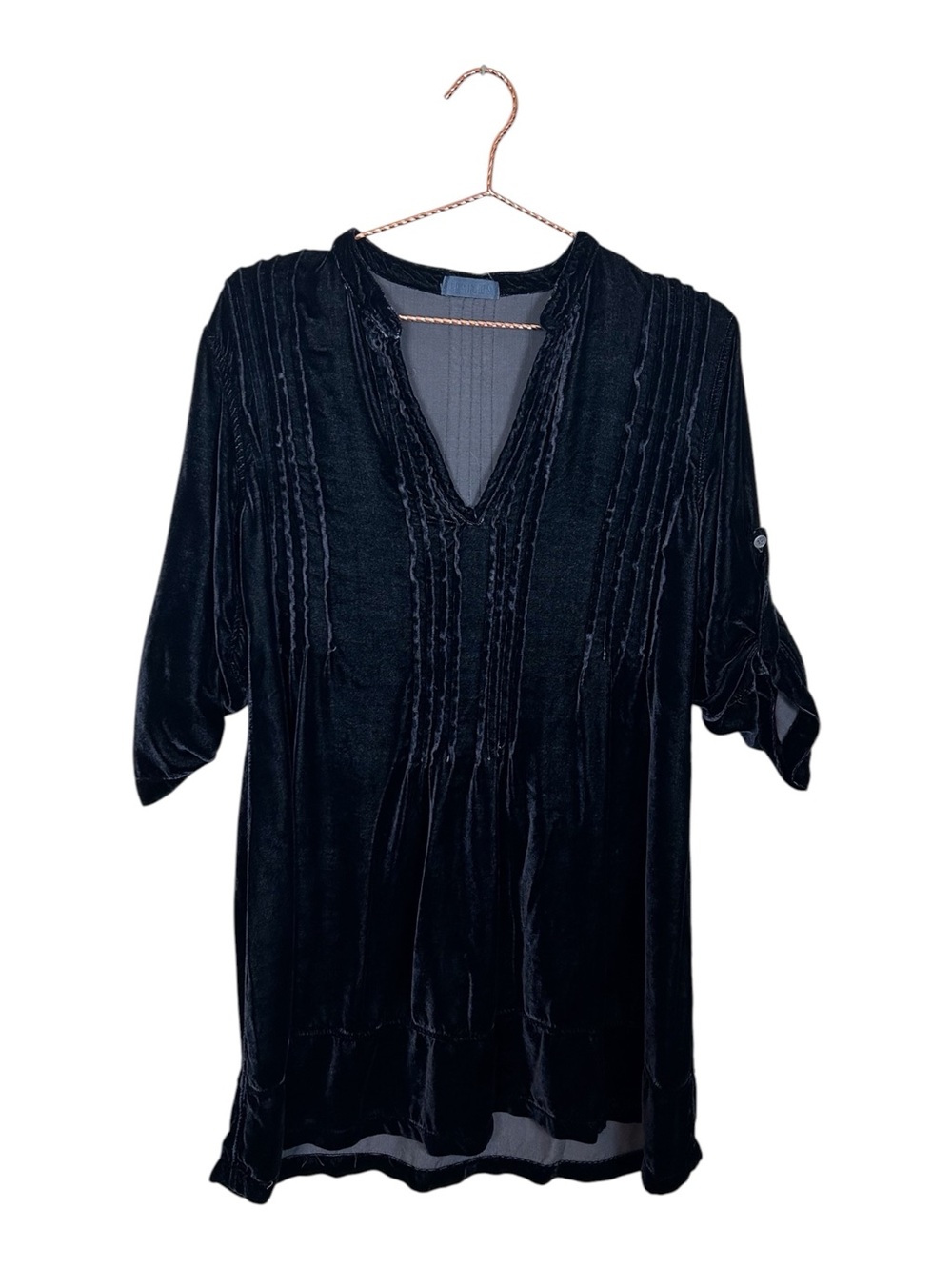 CP Shades Regina Velvet Tunic Top in Deep Blue